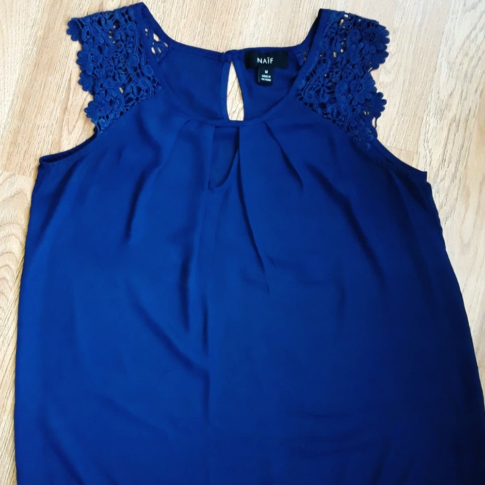 Navy Blue Crochet Blouse